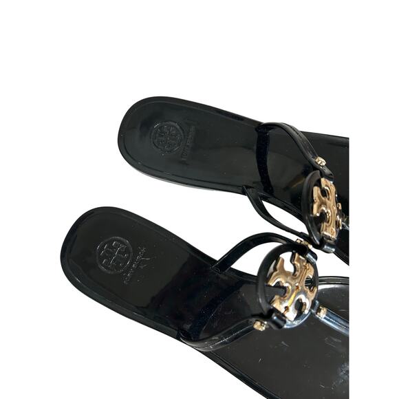Tory Burch Black Sandals with Gold Accent - Picture 3 of 9
